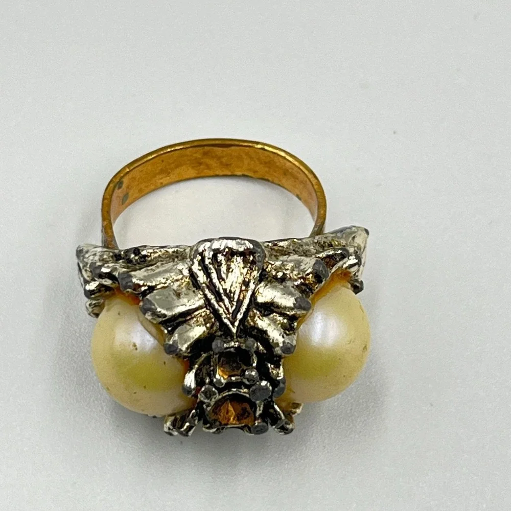 Vintage‎ Statement Ring Goth Boho Dragon Eye Faux Pearl Rhinestone Set Y2K 5pc